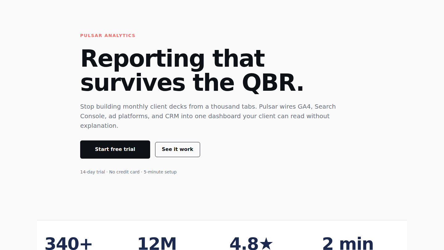 Screenshot of the pulsar demo homepage